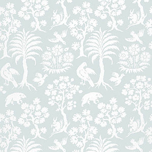 Schumacher - Palm Damask - Sky - 5004353 - Wallpaper