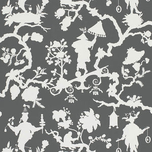 Schumacher - Shantung Silhouette Print - Smoke - 5005151 - Wallpaper