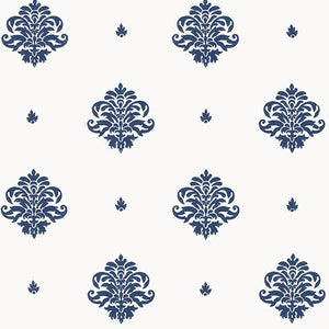 Schumacher - Mayla Damask - Navy - 5005351 - Wallpaper