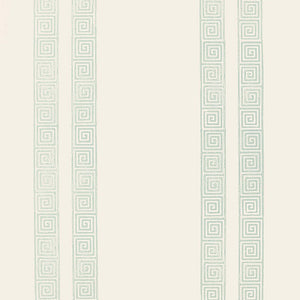 Schumacher - Greek Key Stripe - Water Blue - 5005362 - Wallpaper