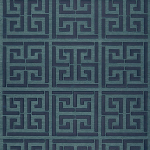 Schumacher - Greek Key Sisal - Peacock - 5005691 - Wallpaper