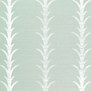 Schumacher - Acanthus Stripe Sisal - Seaglass & Chalk - 5006053 - Wallpaper