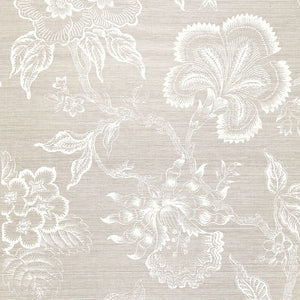 Schumacher - Hothouse Flowers Sisal - Fog & Chalk - 5006090 - Wallpaper