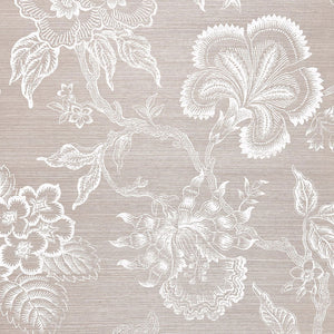 Schumacher - Hothouse Flowers Sisal - Haze & Chalk - 5006091 - Wallpaper