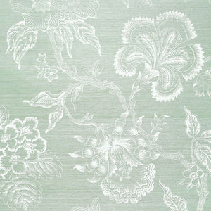 Schumacher - Hothouse Flowers Sisal - Seaglass & Chalk - 5006092 - Wallpaper