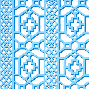 Schumacher - Zanzibar Trellis - Blue - 5006947 - Wallpaper
