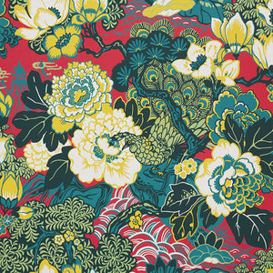 Schumacher - Shanghai Peacock - Cerise - 5006990 - Wallpaper