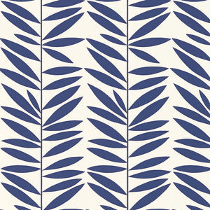 Schumacher - Leaf Stripe - Marine - 5007512 - Wallpaper