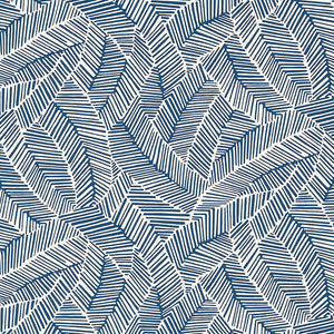 Schumacher - Abstract Leaf - Navy - 5007533 - Wallpaper