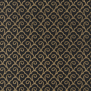 Schumacher - Scallop Filigree Sisal - Gold On Jet - 5008301 - Wallpaper