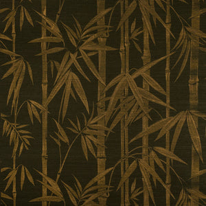 Schumacher - Les Bambous Sisal - Gold On Jet - 5008312 - Wallpaper