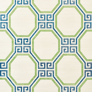 Schumacher - Octavia Sisal - Turquoise & Palm - 5008931 - Wallpaper