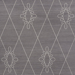 Schumacher - Sylvie Embroidered Sisal - Charcoal - 5009272 - Wallpaper