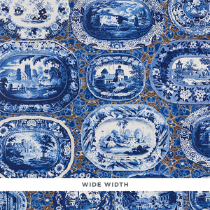 Schumacher - Plates & Platters - Blue - 5010410 - Wallpaper
