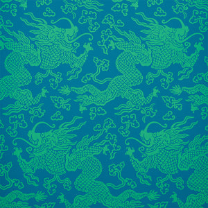 Schumacher - Ruan Dragon Damask - Peacock - 5010882 - Wallpaper