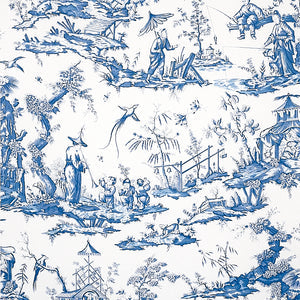 Schumacher - Shengyou Toile - Blue - 5012052 - Wallpaper