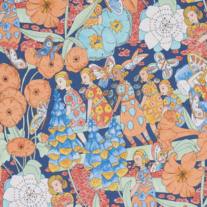 Schumacher - Fairie Garden - Orange And Navy - 5013540 - Wallpaper