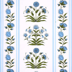 Schumacher - Poppy Stripes - Blue - 5014451 - Wallpaper