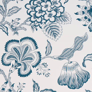 Schumacher - Hothouse Flowers Silhouette - Peacock On White - 5015324 - Wallpaper