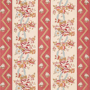 Schumacher - Sylvain Floral Stripe - Rouge - 5015541 - Wallpaper