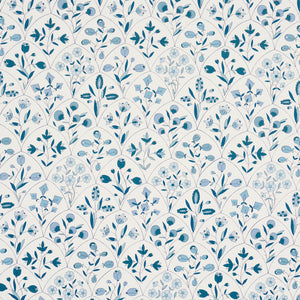 Schumacher - Frances Scallop Floral - Blues - 5015962 - Wallpaper