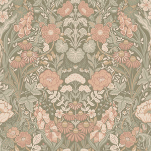 Schumacher - Ortagard - Blush And Sage - 5723 - Wallpaper