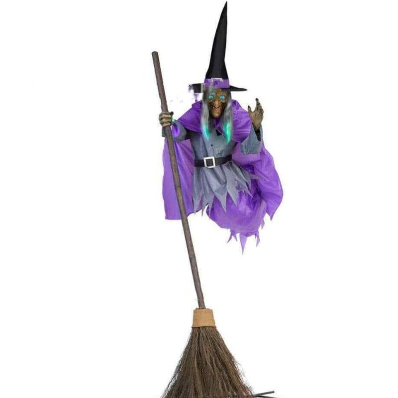 Halloween Flying Witch Outdoor Ghost Animatronic Scary Prop. glodeco