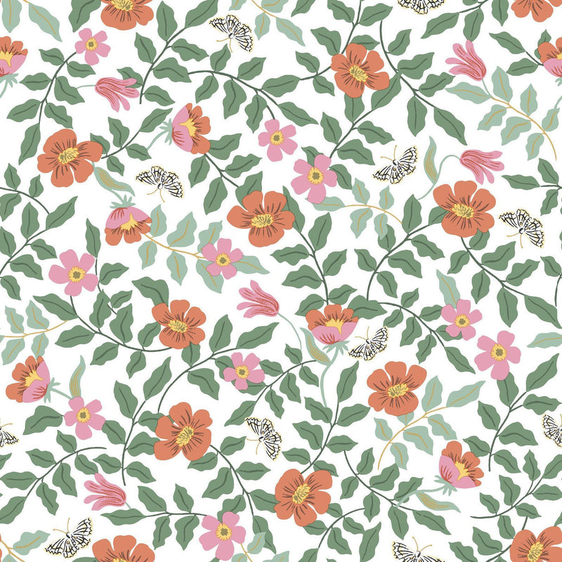Rifle Paper Co. Primrose Peel And Stick Rose/Cream Wallpaper
