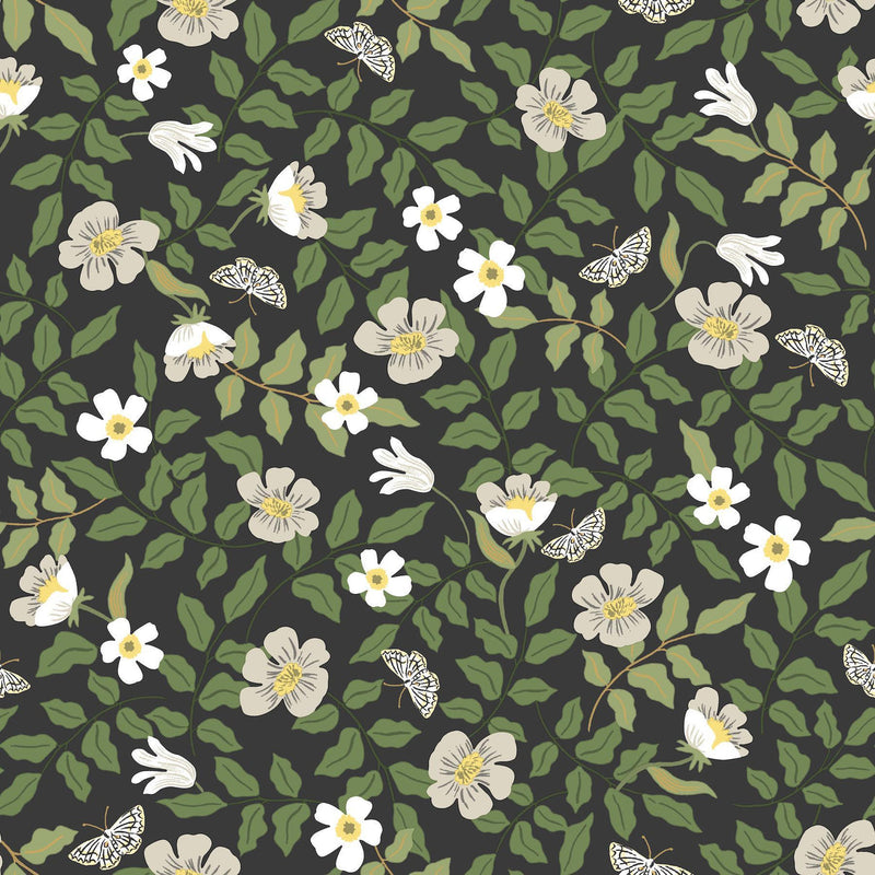 Rifle Paper Co. Primrose Peel And Stick Off White/Black Wallpaper