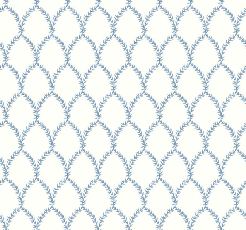 Rifle Paper Co. Laurel Blue/White Wallpaper