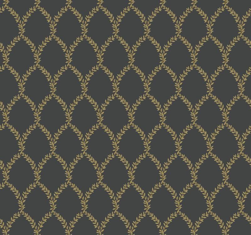 Rifle Paper Co. Laurel Gold/Black Wallpaper