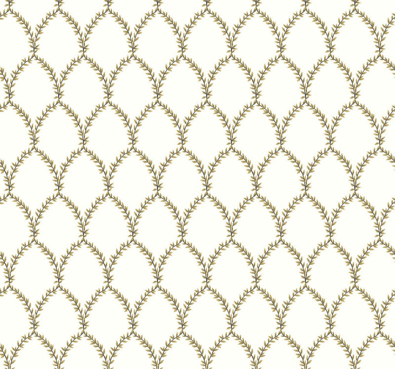 Rifle Paper Co. Laurel Gold/White Wallpaper