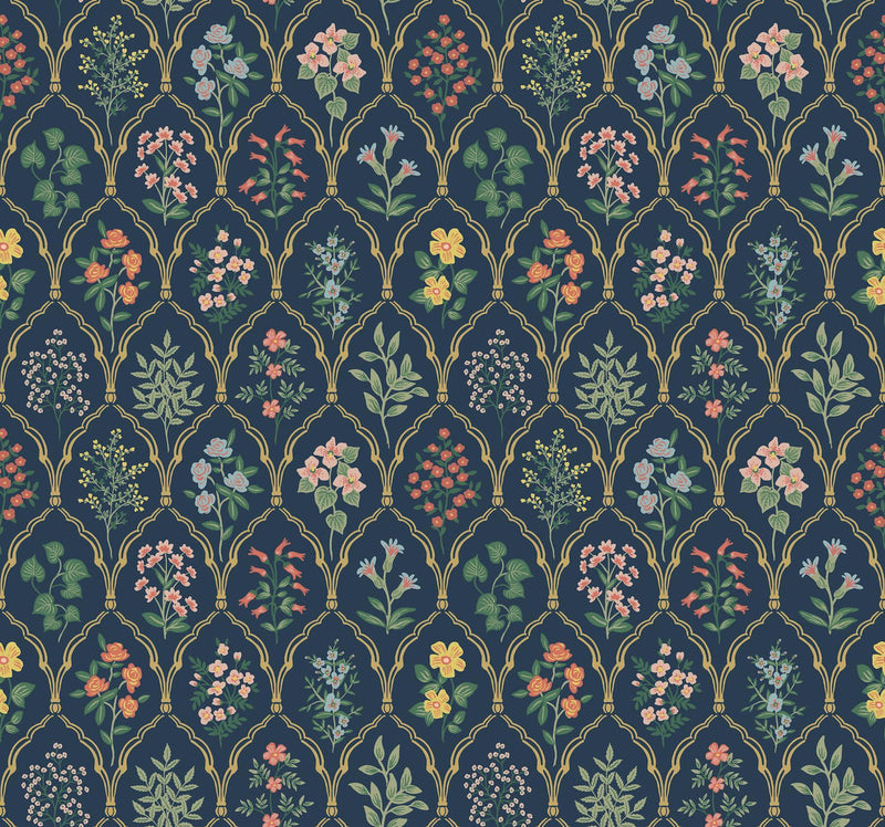 Rifle Paper Co. Hawthorne Navy Wallpaper