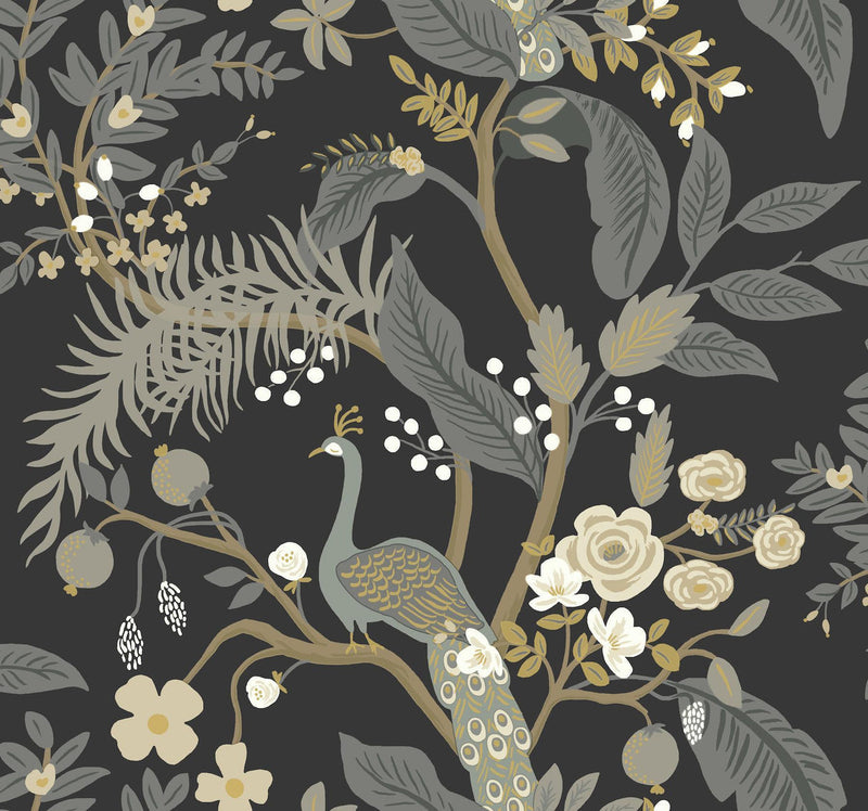 Rifle Paper Co. Peacock Black Wallpaper