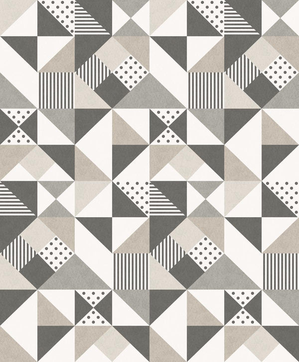 Seabrook Lozenge Geometric Hammered Steel & Pavestone Wallpaper