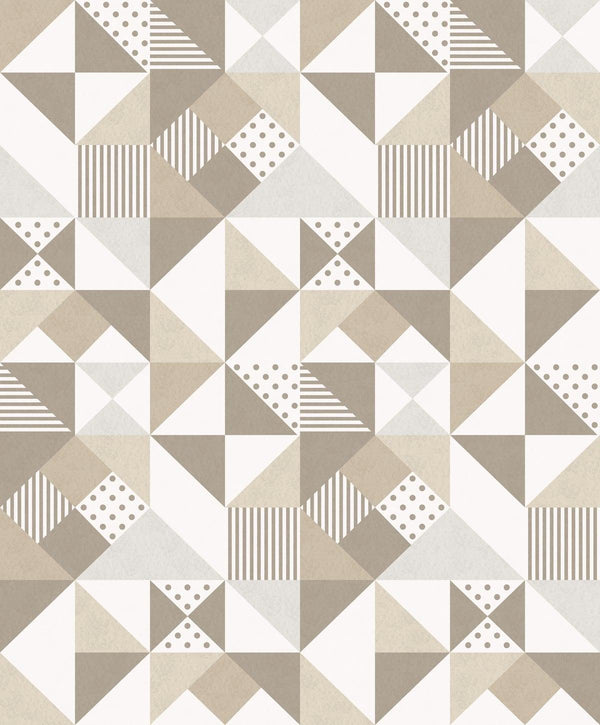 Seabrook Lozenge Geometric Latte & Dorian Grey Wallpaper