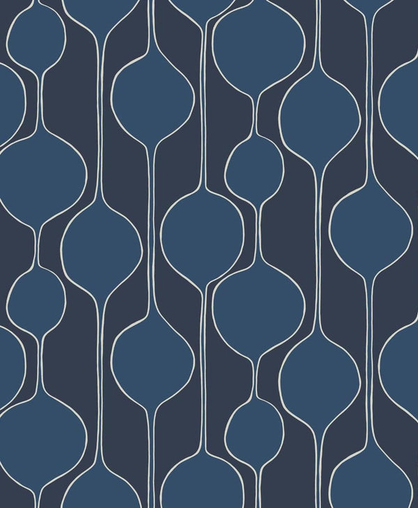 Seabrook Minimalist Geometric Celtic Blue Wallpaper
