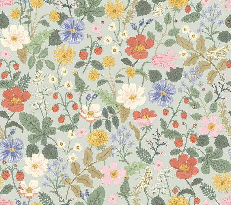 Rifle Paper Co. Strawberry Fields Green Wallpaper