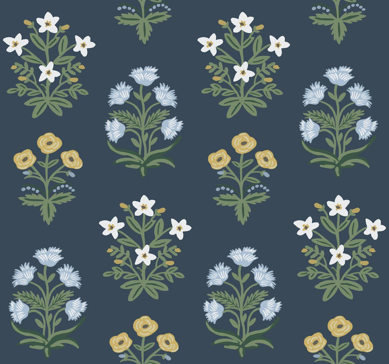Rifle Paper Co. Mughal Rose Blue Wallpaper