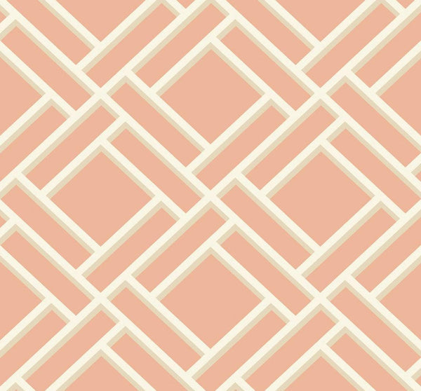 Seabrook Block Trellis Melon And Arrowroot Wallpaper