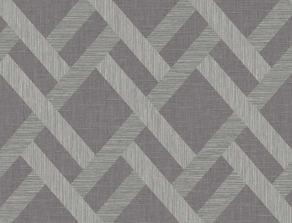 Seabrook Linen Trellis Ash Wallpaper