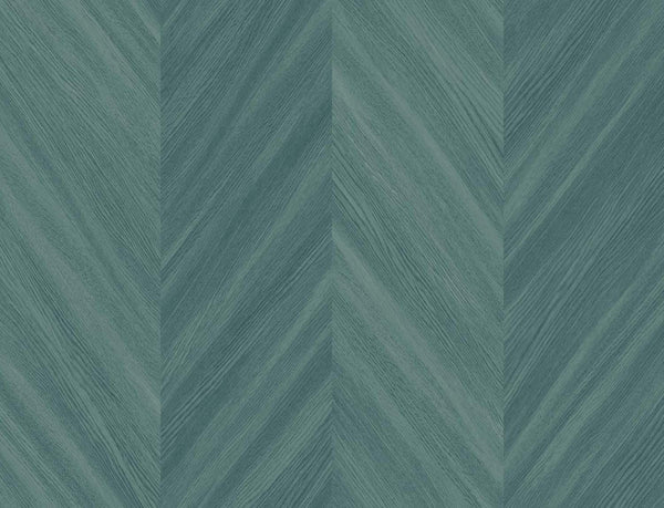 Seabrook Chevron Wood Wintergreen Wallpaper