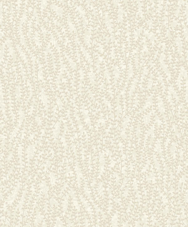 Seabrook Seaweed Beaded Branches Off White Satin Wallpaper