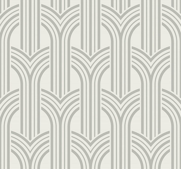 Seabrook Broadway Arches Chrome Wallpaper