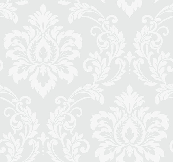 Seabrook Deco Damask Frosty Wallpaper