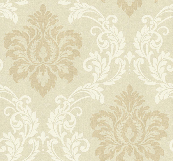 Seabrook Deco Damask Linen Wallpaper