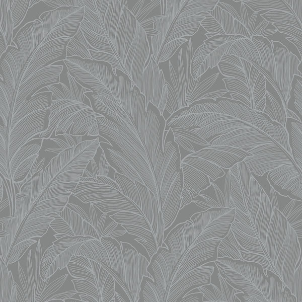 Seabrook Deco Banana Leaf Slate Wallpaper