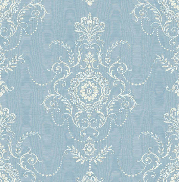 Seabrook Colette Cameo Bleu Bisque Wallpaper