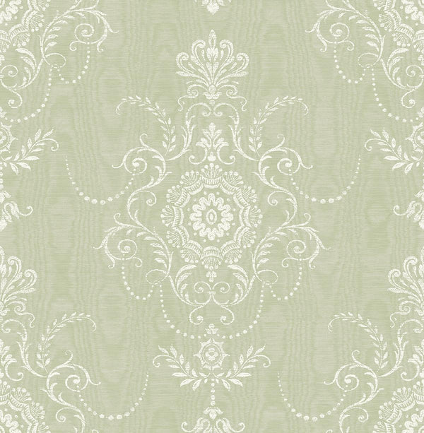 Seabrook Colette Cameo Washed Green Wallpaper