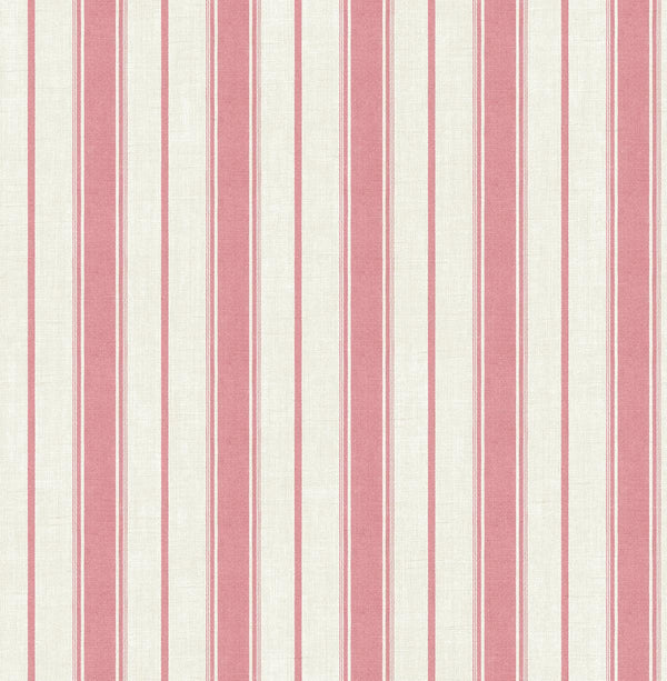 Seabrook Eliott Linen Stripe Cranberry Wallpaper